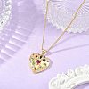Brass Pave Pink Cubic Zirconia Heart Pendant Brass Curb Chain Necklace for Women NJEW-JN06484-01-1