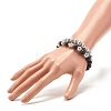 Round Natural Lava Rock & Synthetic Black Stone Beads Energy Power Stretch Bracelets Set BJEW-JB07174-5