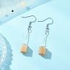 Cube 304 Stainless Steel & Natural Topaz Jade Dangle Earrings EJEW-JE06869-1