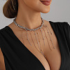 Two Tone Alloy Chain Tassel Bib Necklaces for Women WG44043-01-2