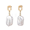 Rectangle Natural Baroque Pearl Keshi Pearl Dangle Stud Earrings EJEW-JE07002-4