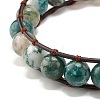 Natural Tree Agate Beaded Bracelet BJEW-JB07146-03-4