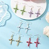 Cross Glass Beaded Dangle Earrings EJEW-MZ00706-1