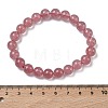 Natural Strawberry Quartz Round Beads Stretch Bracelets for Women BJEW-Z158-03G-03-5