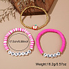 Teachers' Day Plastic Letter Inspire Teach Polymer Clay Heishi Beaded Stretch Bracelet Sets IE3330-1-2