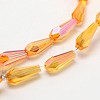 Faceted Rainbow Plated Teardrop Electroplated Glass Beads Strands EGLA-F104-04A-2