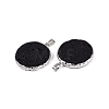 Electroplate Natural Lava Rock Coin Pendants G-Q606-54P-2