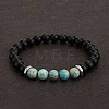 8MM Dyed Natural Imperial Jasper and Frosted Black Round Beaded Stretch for Men DZ7575-5-1