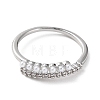 Clear Cubic Zirconia Curff Ring with ABS Imitation Pearl Beaded RJEW-B041-01P-2