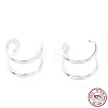 Anti-Tarnish Rhodium Plated 925 Sterling Silver Cuff Earrings EJEW-H124-11P-4