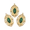 304 Stainless Steel Pave Synthetic Malachite Pendants STAS-P380-18G-02-1