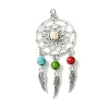 2Pcs 2 Styles Synthetic Turquoise Dyed Big Pendants PALLOY-JF02309-01A-3