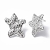 304 Stainless Steel Textured Star Stud Earrings for Women EJEW-F300-01P-1
