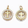 Brass Micro Pave Clear Cubic Zirconia Pendants X-ZIRC-N039-140-NF-2