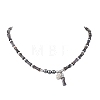 Dyed Purple Natural Imperial Jasper & Synthetic Non-magnetic Hematite Bamboo Joint Beaded Necklaces NJEW-JN05725-01-1