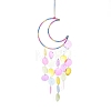 Suede Wrap Iron Moon Hanging Ornaments HJEW-G025-01-1