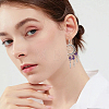 10Pcs 5 Styles Opalite & Synthetic Turquoise & Natural Amethyst & Tiger Eye & Rose Quartz Chip and Alloy Hollow Moon Big Pendants FIND-BM0001-84-6