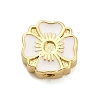 Flower Brass Enamel Bead Rhinestone Settings KK-H527-01G-02-1