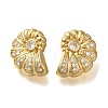 Rack Plating Shell Shape Brass Micro Pave Clear Cubic Zirconia Stud Earrings EJEW-H143-27G-4