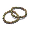 Natural Unakite Bead Stretch Bracelets X-BJEW-K212-A-006-1