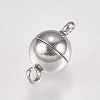 Tarnish Resistant 304 Stainless Steel Magnetic Clasps with Loops X-STAS-G173-05P-6mm-3