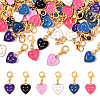 48Pcs 6 Colors Alloy Enamel Heart with Smiling Face Pattern Pendant Decorations HJEW-YW00178-1
