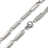 201 Stainless Steel Bar Link Chain Necklaces for Men Women NJEW-G112-07C-P-3