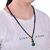 Synthetic Malachite & Frosted Stone Graduated Beaded Round Pendant Adjustable Braided Necklaces for Yoga and Aromatherapy HY9299-2-2
