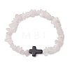 Natural Rose Quartz Chips Stretch Bracelets for Women Men BJEW-JB11341-12-2