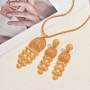 Vintage Alloy Long Tassel Hollow Flower Earrings & Necklaces Sets for Women HI3455-1
