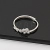 Constellations Rhodium Plated 925 Sterling Silver Micro Pave Clear Cubic Zirconia Adjustable Rings for Women RJEW-P130-01P-G-2