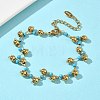 304 Stainless Steel Faceted Round Synthetic Turquoise Beaded Bracelets BJEW-C151-04A-2