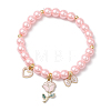 Valentine's Day Glass Pearl Stretch Bracelets for Women BJEW-JB11440-3