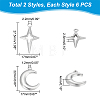 12Pcs 2 Style 304 Stainless Steel Pendants STAS-UN0042-13-3