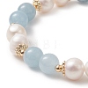 Natural Quartz(Dyed) & Pearl Round Beaded Stretch Bracelet for Women BJEW-JB09246-04-3