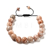 12.5mm Round Natural Netstone Braided Bead Bracelets for Women Men BJEW-C060-01C-1