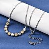 Duo Tone 304 Stainless Steel Micro Pave Clear Cubic Zirconia Beaded Pendant Flat Snake Chain Necklaces SA-CBAB122-01A-3