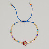 Flower Glass Seed Bead & Glass Beads Braided Bead Bracelets NS0067-1-1