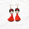 Alloy & Acrylic Tassel Dangle Earrings WG961F4-02-1