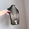 Brass Resin Flower Pendant Adjustable Black Imitation Leather Cord Necklaces for Women WGF4AF0-01-2