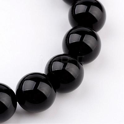 Natural Black Agate(Dyed) Round Beaded Stretch Bracelets BJEW-JB02271-02-1