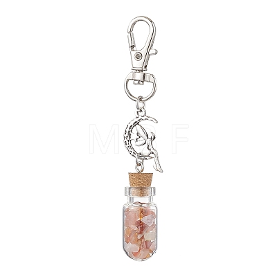 Glass Wishing Bottle with Gemstone Chip inside Pendant Decorations HJEW-JM01991-1