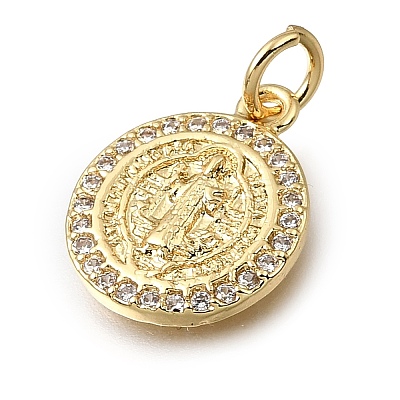 Brass Clear Cubic Zirconia Charms KK-G602-10G-1