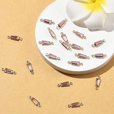 SHEGRACE Brass Pave Cubic Zirconia Trapezoid Connector Charms XGRQ2O654-444B-G-1