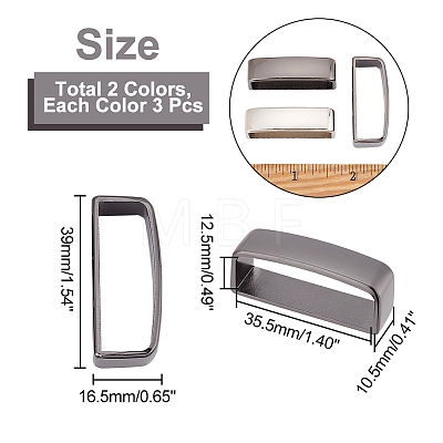 2 Sets 2 Colors Zinc Alloy Belt Loop Keepers FIND-AR0002-58-1