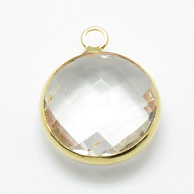 Golden Tone Brass Glass Pendants GLAA-J018D-G-1