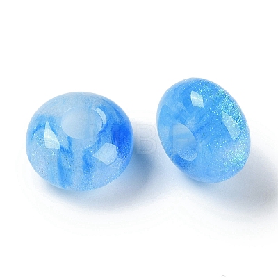 Resin European Beads with Glitter Powder RESI-F055-07H-1