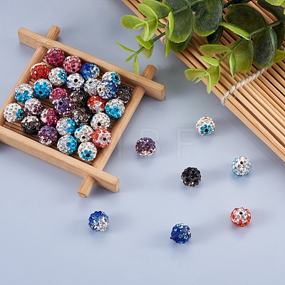 64Pcs 8 Colors Two-Tone Handmade Polymer Clay Disco Ball Beads RB-SW0001-01-1