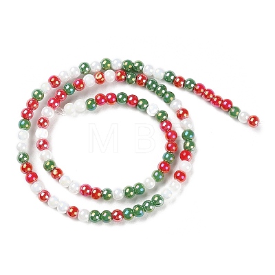 Christmas Theme Opaque Electroplate Glass Beads Strands GLAA-P056-4mm-A02-1