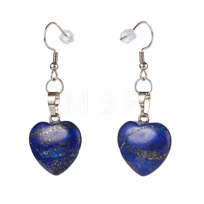 Natural & Synthetic Mixed Heart  Gemstone Dangle Earrings EJEW-JE04574-1